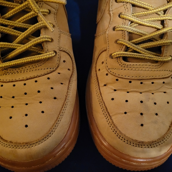 ***SOLD***Used $30 Uptown size 6Y Air FORCE 1's Wheat - Picture 2 of 8